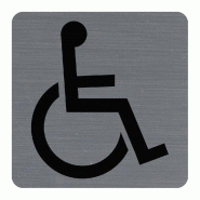 Exacompta - Réf. 67191E - 1 Plaque adhésive imitation aluminium Handicapés - Dimensions 7,5x7,5 cm - Gris - gris aluminium 67191E