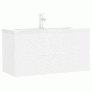 Helloshop26 - Armoire d'évier avec lavabo intégré pratique style contemporain 90 x 38,5 x 45 cm en bois d'ingénierie blanc 02_0055093 - blanc Bois