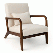 Helloshop26 - Chaise fauteuil lounge inclinable 79 x 65 x 77 cm coussin lombaire et patins antidérapants style moderne en bois de 20_0017502 - Bois m