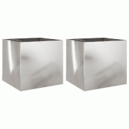 Helloshop26 - Jardinière bac lit surélevé plantes fleurs jardin terrasses lot de 2 argenté 42 x 40 x 39 cm acier inoxydable Argent 02_0039012 - ar