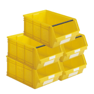 Lot de 5 bacs à bec en plastique 88l jaune_0