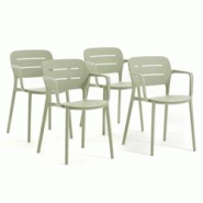 RATTATAN Set de 4 chaises avec accoudoirs en polypropylène empilables pour extérieur et jardin, bar et restaurant, structure robuste et légère – RATTATAN Set de 4 chaises avec accoudoirs en polypropylène empilables pour extérieur et jardin, bar et restaurant, structure robuste et légère –