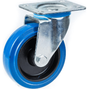 Roulette pivotante de 100 mm avec caoutchouc élastique bleu sur roue centrale en nylon Roulette pivotante de 100 mm avec caoutchouc élastique bleu sur roue centrale en nylon