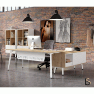 Bureau de direction Arky avec rangement. - 188, Blanc, Non