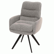Décoshop26 - Chaise de salle à manger chaise de cuisine pivotante position automatique tissu/textile bouclé gris clair avec 04_0006286 - gris 30002