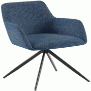 Décoshop26 - Chaise de salle à manger x1 pivotante rembourrée avec accoudoirs en tissu bleu cadre métal 10_0007357 - bleu métal 3000266070561