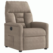 Fauteuil inclinable électrique taupe tissu microfibre Modèle Rervessa - 8721102960550