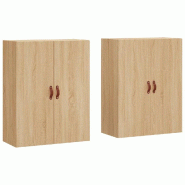 Helloshop26 - Lot de 2 armoires murales design pratique 69,5 x 34 x 90 cm espace de rangement élégant en bois d'ingénierie chêne 02_0055344 - Bois