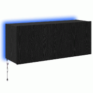 Helloshop26 - Meuble TV mural moderne avec éclairage LED chic 100 x 35 x 41 cm en bois d'ingénierie noir 02_0054534 - noir Bois massif 3000238542645