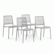 RATTATAN Set 4 Chaises Empilables en Polypropylène avec fibre de verre pour Jardin ou intérieur, hydrofuges et résistantes, design moderne - ALINA RATTATAN Set 4 Chaises Empilables en Polypropylène avec fibre de verre pour Jardin ou intérieur, hydrofuges et résistantes, design moderne - ALINA