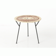 Table basse plateau tressé Baya marron Ø50cm x H45cm