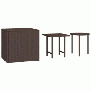 Tables d'appoint 3 pcs marron résine tressée Modèle Zenith Chic - 319387