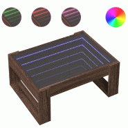 VidaXL Table basse avec LED infini chêne marron 70x53x30 cm Modèle Terra Métal - 847636