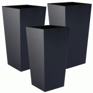 WellHome - Lot de 3 pots hauts Urbi 2 litres - plastique, 12,6x12,6x20cm coloris anthracite - gris plastique polypropylène PK4620
