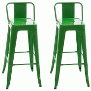 CLP Lot de 2 Tabourets de bar Mason Vert - vert métal 307507