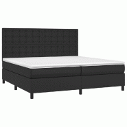 Décoshop26 - Cadre de lit LED avec sommier tête de lit matelas 200x200cm synthétique noir TDL0209135 - noir 3001676147768