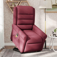 Fauteuil inclinable de massage électrique Rouge bordeaux Tissu Modèle Verdelion - 8721102963292
