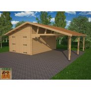 Garage avec carport bois granvillier 44 / 44 m² / toit double pente / porte battante / 8 x 5.50 x 3.31 m