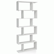 Helloshop26 - Bibliothèque en forme de S 80 x 23 x 191 cm rangement spacieux pour salon bureau décoration moderne en bois blanc 20_0010758 - 3000226