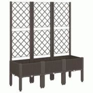 Helloshop26 - Jardinière bac lit surélevé plantes fleurs terrasse jardin avec treillis 120 x 40 x 142 cm PP marron 02_0038240 - 3000214187273 Helloshop26 - Jardinière bac lit surélevé plantes fleurs terrasse jardin avec treillis 120 x 40 x 142 cm PP marron 02_0038240 - 3000214187273