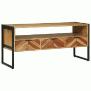 Helloshop26 - Meuble TV rectangulaire moderne avec rangement 100 x 35 x 50 cm en bois d'acacia marron 02_0047575 - marron métal 3000234850836