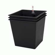 HORTALIA Lot de 3 pots à réserve d'eau 36 L en polypropylène 34x34x31 cm pour intérieur et extérieur - noir plastique polypropylène P3_S34H31_WS-S34