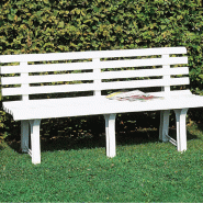 PROGARDEN Banc de Jardin Blanc 145x49xH74cm - Banc Exterieur Polypropylène Résitant UV Camping, Terrasse, Jardin Orchidea - blanc plastique polyprop