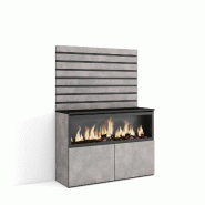 SKRAUT HOME Buffet, Bahut, 107x145x35 cm, Chambre à coucher, pièce, Cheminée électrique XXL, Ciment - gris Bois manufacturé 447_9