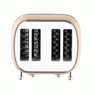 Sogo Grille‑Pain Rétro Beige 1500W, 4 Tranches, Fonctions Réchauffer/Décongeler, Design Vintage, Contrôle de Brunissage Ajustable - beige multi-