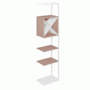 Suite structure Cage blanc base métal 58x40x240cm 2 tabl et cube noyer