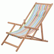 VidaXL Chaise Pliable De Plage Tissu Et Cadre En Bois Multicolore - multicolore 43998