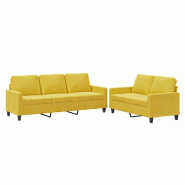 VidaXL Ensemble de canapés 2 pcs avec coussins Jaune Velours Modèle Whisper Royale - 3201522