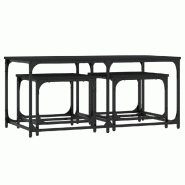 VidaXL Tables basses gigognes 3 pcs noir bois d'ingénierie Modèle Atlas Master Bois - 835389