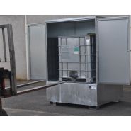 Conteneur de stockage pour produits dangereux en acier galvanisé - capacité 1000 litres - avec carénage et serrure