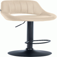 Décoshop26 - Tabouret de bar chaise haute x1 réglables en PVC crème dossier ajouré et pied métal noir 10_0006595 - beige métal 3000265655066