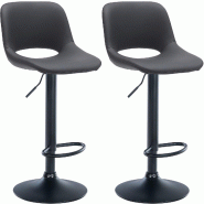 Décoshop26 - Tabourets de bar chaises haute x2 avec repose-pieds en PVC noir piètement métallique noir 10_0004066 - noir métal 3000251914115