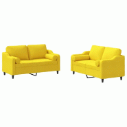Ensemble de canapés 2 pcs avec coussins jaune clair tissu Modèle Helios Jardin - 8721012067905