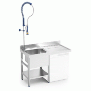 Évier en acier inoxydable pour lave-vaisselle avec égouttoir à droite et robinet de douche Série RD incorporé - inox FRI960080101