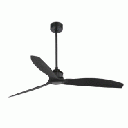 Faro barcelona Ventilateur de plafond noir mat en acier et ABS, 3 pales en polycarbonate Ø128 cm, moteur DC silencieux 6 vitesses, fonction inverse,