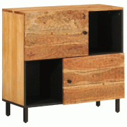 Helloshop26 - Armoire latérale 80 x 33 x 75 cm espace de rangement fonction d'affichage style intemporel en bois d'acacia naturel 02_0047195 - Bois m