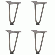 Helloshop26 - Lot de 4 pieds en épingle à cheveux pour table basse 20 cm design moderne esthétique acier naturel 02_0056714 - acier 3000239668535