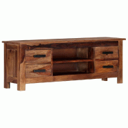 Helloshop26 - Meuble télé buffet tv télévision design pratique 110  cm bois de sesham solide 2502278 - 3001592988377