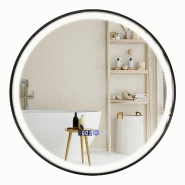 Helloshop26 - Miroir rond salle de bain 60 x 60 x 4 cm fonction antibuée 3 couleurs rétroéclairage moderne en verre argent 20_0019670 - 3000233072642
