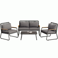 Merax salon de jardin, 4 personnes, réglable, noir - noir multi-matériau HW25021AAS