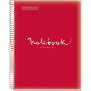 MIQUELRIUS Lot de 5 Cahier Emotions A4, 160p./80 feuilles 90 g/m², reliure intégrale, couverture PP coloris rouge, quadrillé 5x5 - 8422593460603