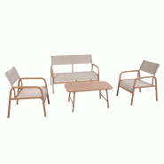 Oviala Business Salon de jardin 4 places en métal beige - beige polyester 114150