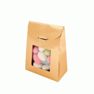 Pochette confiserie avec fenêtre carton or 9+4,5x13cm - par 200