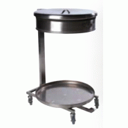 Porte-sac rond avec couvercle 100L - inox miroir AISI 201 - avec pédale et roulettes Porte-sac rond avec couvercle 100L - inox miroir AISI 201 - avec pédale et roulettes