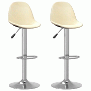 VidaXL Tabourets de bar lot de 2 crème tissu Modèle Nova Ligne - 333383