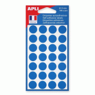Apli Lot de 5 Etui de 168 pastilles adhésives bleues, diam. 15 mm (6 feuilles / cdt) - 3270241118421